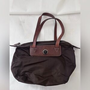 Dooney & Bourke Wayfarer
Packable Black Nylon Brown Leather Tote Satchel Bag